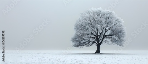 Sparse Tree in Snow A Study of Solitude and Stillness in Winters Embrace