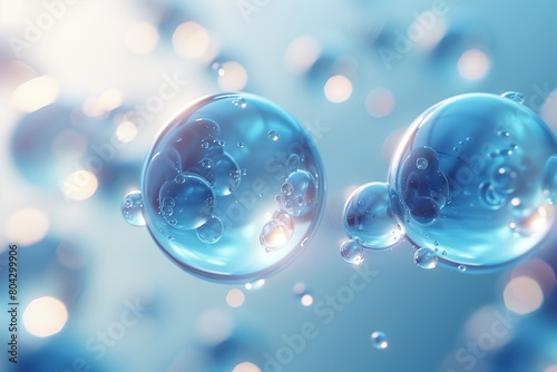 Abstract 3D Wallpaper with floating Spheres. Blue background, 3d, illustration © Anna