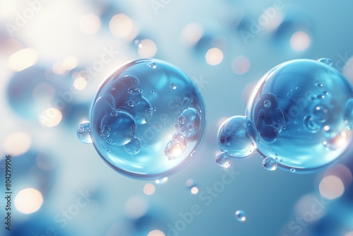 Abstract 3D Wallpaper with floating Spheres. Blue background, 3d, illustration