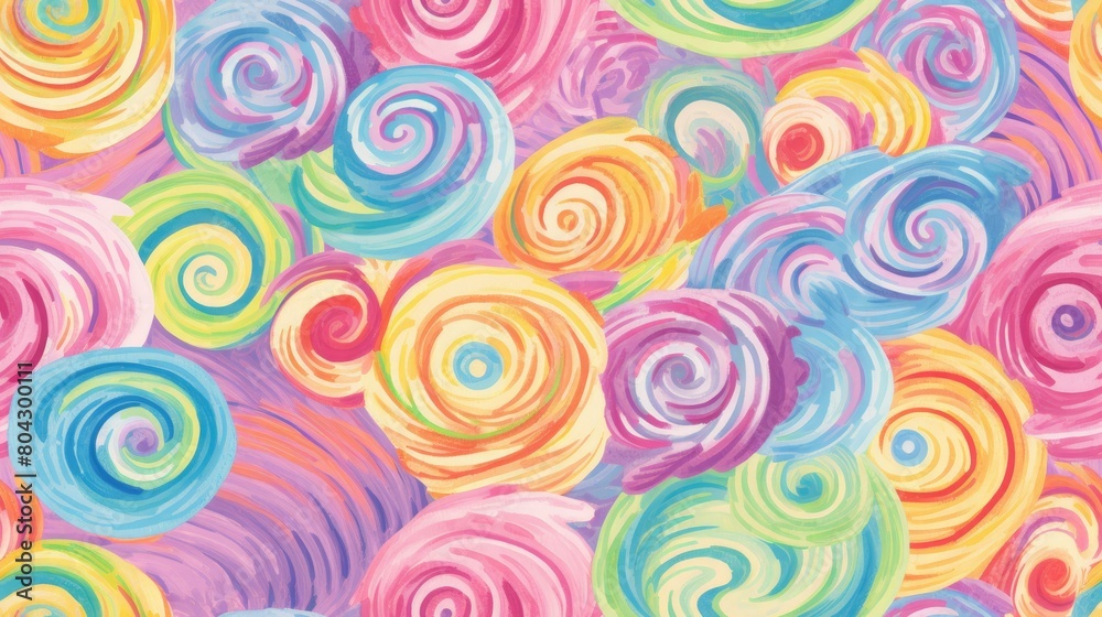 Abstract swirls of colorful paint on canvas
