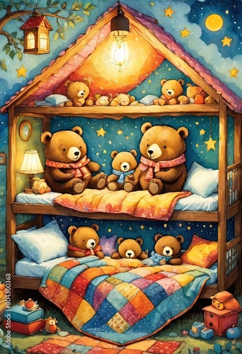 Ai la casa degli orsetti illustrazione per bambini 03