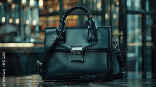 a sleek leather crossbody bag in midnight blue, reflecting the lawyer's versatility as they transition between legal tasks.