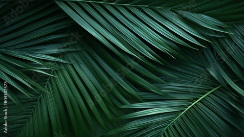 closeup nature view of green leaf and palms background. Flat lay  dark nature concept  tropical leaf