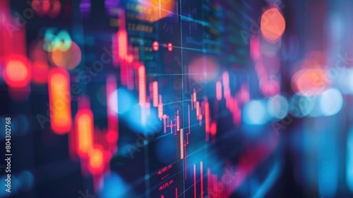 Abstract financial trading graphs on monitor. analysis on the monitor of a computer. Fundamental and technical analysis photo