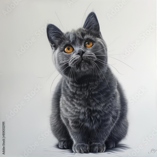 Chartreux cat on white background