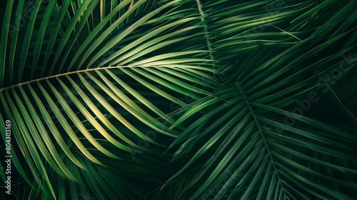 closeup nature view of green leaf and palms background. Flat lay, dark nature concept, tropical leaf © Ian