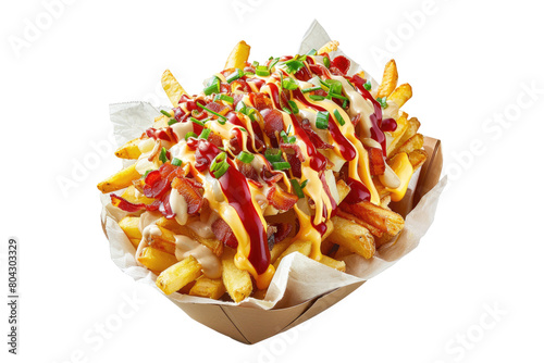 Flavorful loaded fries Isolated on transparent background