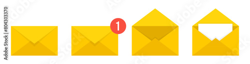 yellow envelope vector. message, icon, symbol, sign