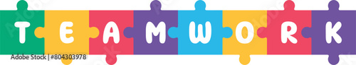 vector illustration of the wording teamwork from the puzzle