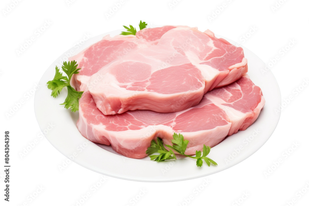 Juicy Pork Dreams on a Heavenly Plate. On a White or Clear Surface PNG Transparent Background. Juicy Pork Dreams on a Heavenly Plate. On a White or Clear Surface PNG Transparent Background.