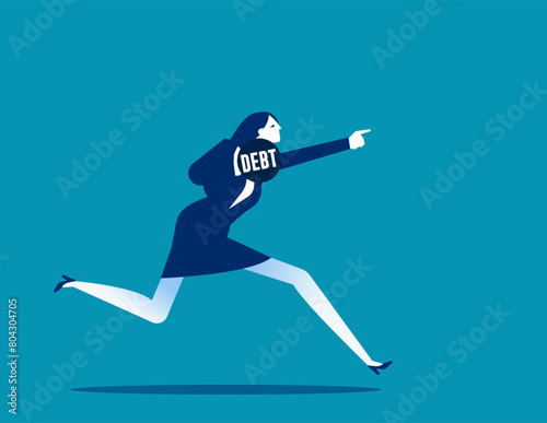 Shot put throwing debt weight away. Business loan or mortgage vector concept