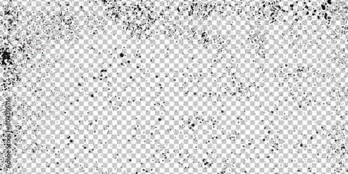 Dot spot dust particles and grunge distressed spray drop stain overlay effect transparent png black texture background banner vector illustration