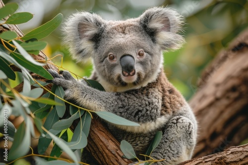 Koala Bear Sitting on Tree Branch