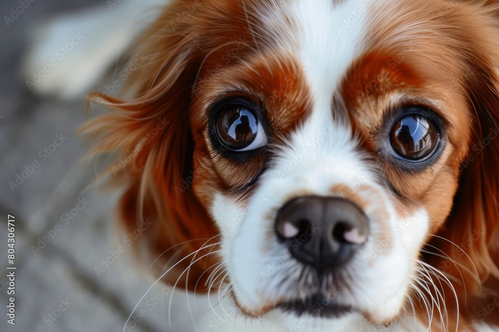 A close up of a cute dog looking into the camera. A close up of a cute dog looking into the camera.