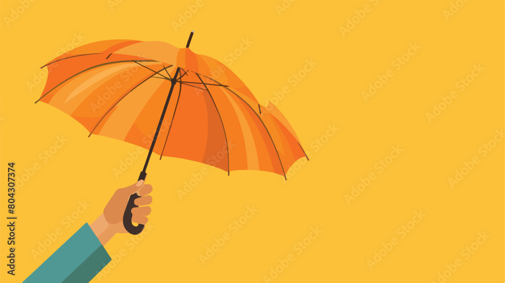 Hand with stylish umbrella on color background 2d f