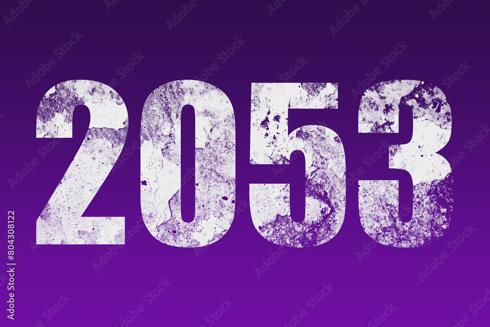 flat white grunge number of 2053 on purple background. flat white grunge number of 2053 on purple background.