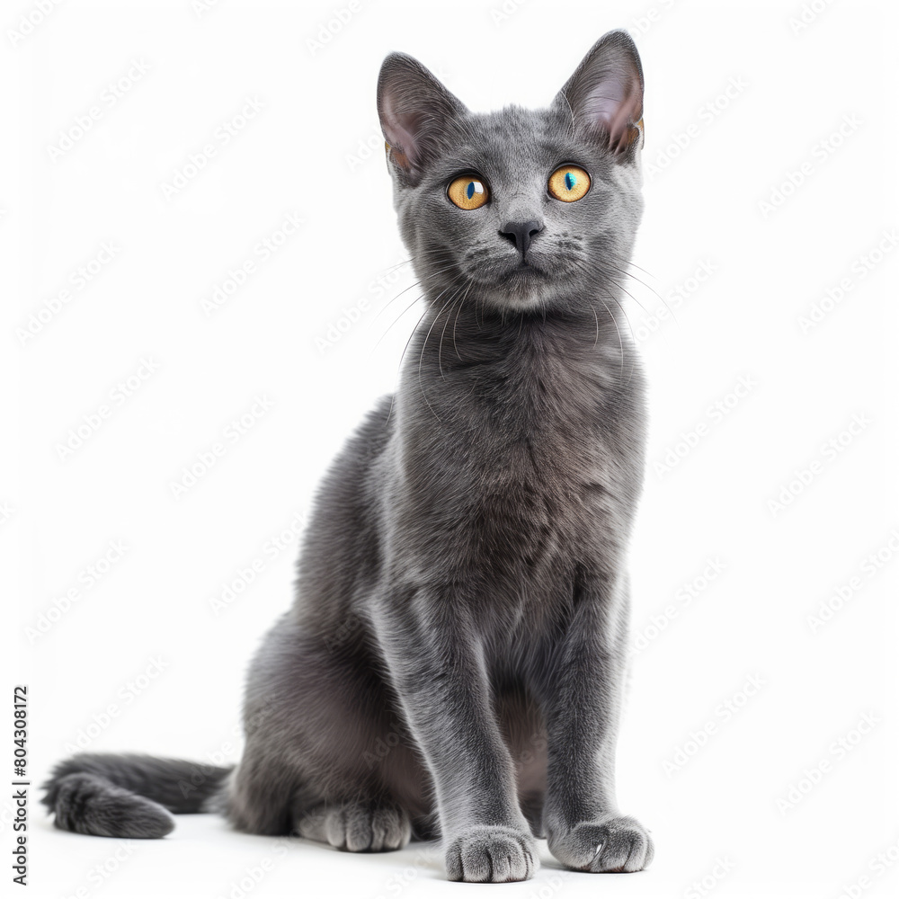 Russian Blue cat on white background Russian Blue cat on white background