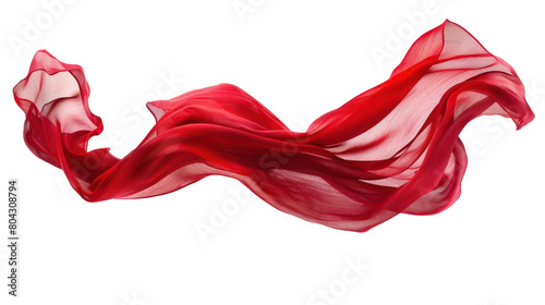 floating red fabric blowing isolate on transparency background PNG