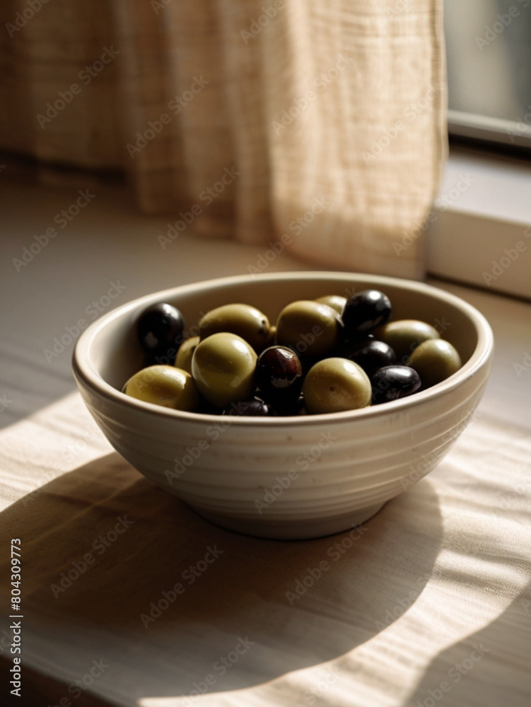 Ripe olives in a bowl served on the table Ripe olives in a bowl served on the table