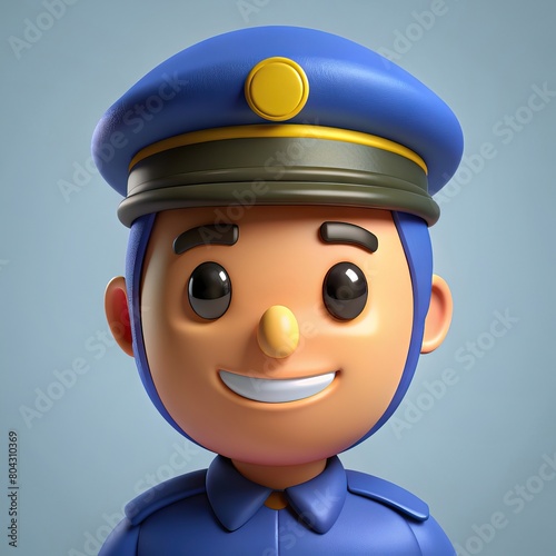 Illustration of happy police character with uniform and cap. Generative AI