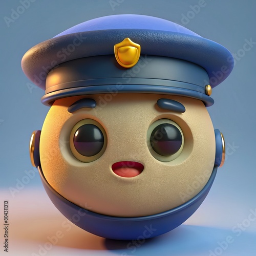 Illustration of happy police character with uniform and cap. Generative AI