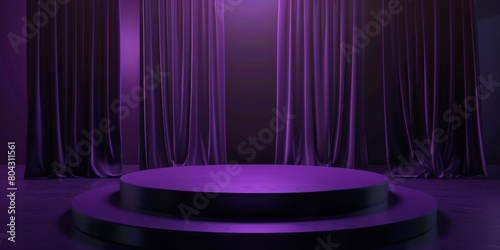 Purple Stage Set With a Purple Curtain