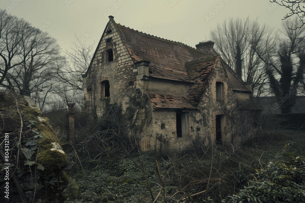Obraz premium Abandoned House, Generative AI