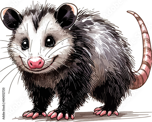 cute cartoon illustration of the opossum 