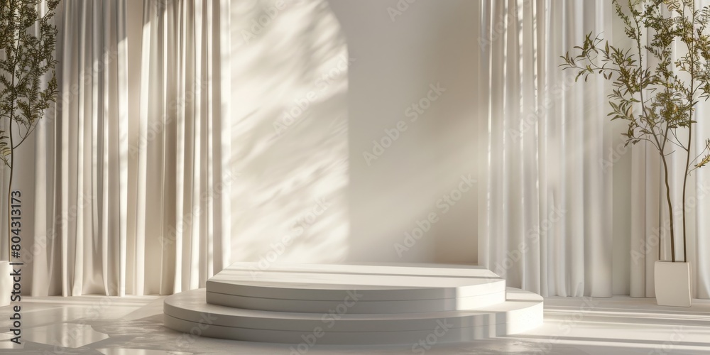 White Room With Columns and Plants White Room With Columns and Plants