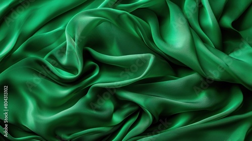 dark green crumpled fabric texture on low light background
