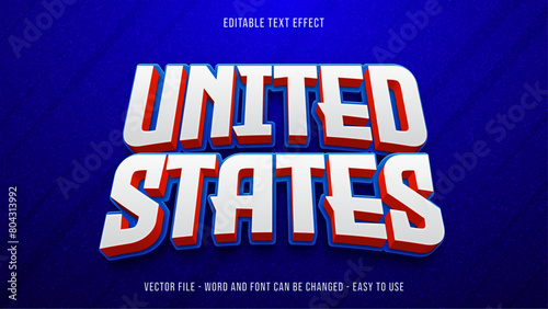Editable text effect United States of America, independence day text style