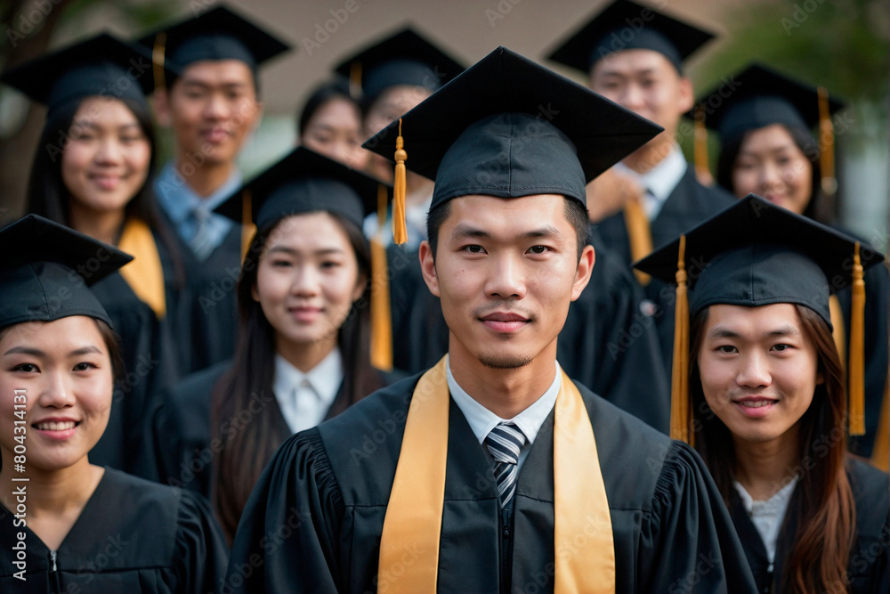 Portrait of a Handsome Asian American Man at Graduation