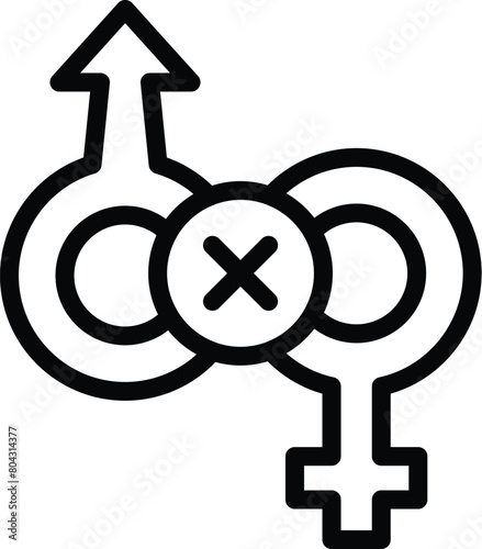 Gender inequity icon outline vector. Human rights prejudice. Opportunity gender injustice