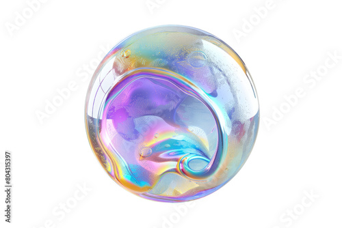 Holographic flowing iridescent colored Isolated on transparent background