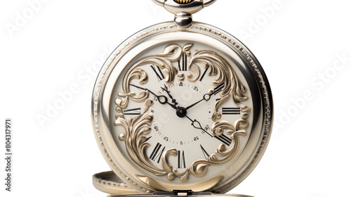Timeless Elegance: A Silver Pocket Watch With Roman Numerals