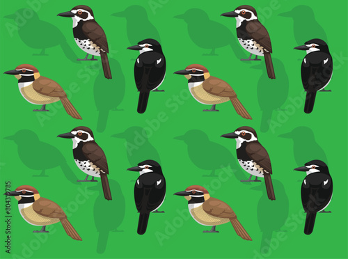 Bird Puffbird Cartoon Cute Seamless Wallpaper Background