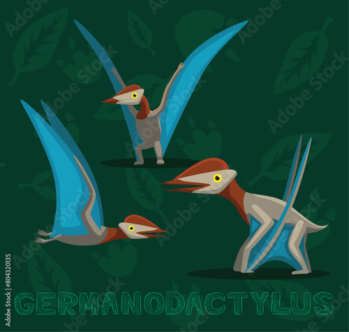 Flying Dinosaur Germanodactylus Cartoon Vector Illustration