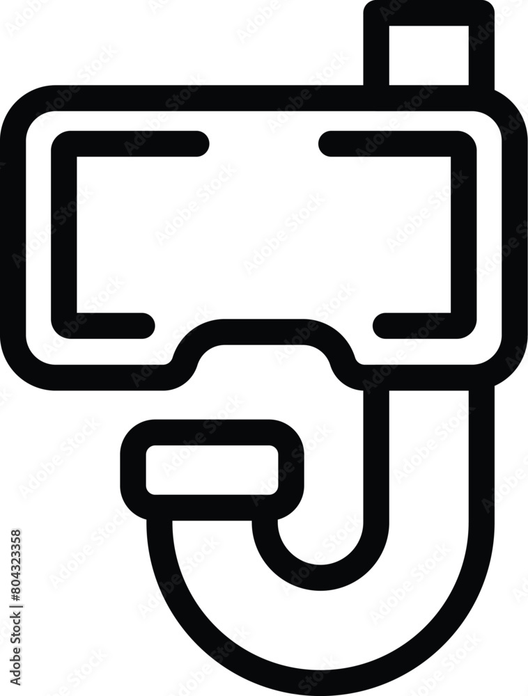 Rubber diving mask icon outline vector. Oxygen underwater tube. Snorkeling sea equipment Rubber diving mask icon outline vector. Oxygen underwater tube. Snorkeling sea equipment