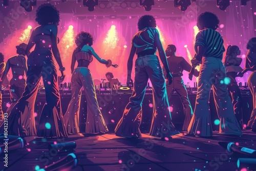 A group of people are dancing at a club photo