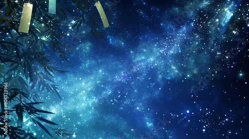 七夕の天の川と星空の背景　Generative AI