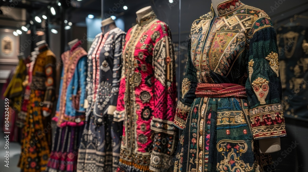 A row of mannequins wearing traditional Ottoman Turkish clothing A row of mannequins wearing traditional Ottoman Turkish clothing