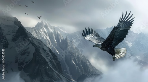 Eagle flying on the mountains
