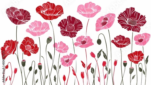 red and pink flowers illustration poster background