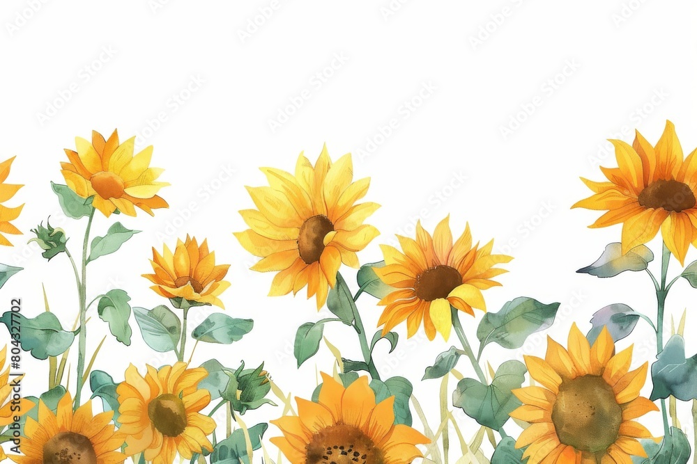 A seamless pattern of sunflowers with a white background. A seamless pattern of sunflowers with a white background.