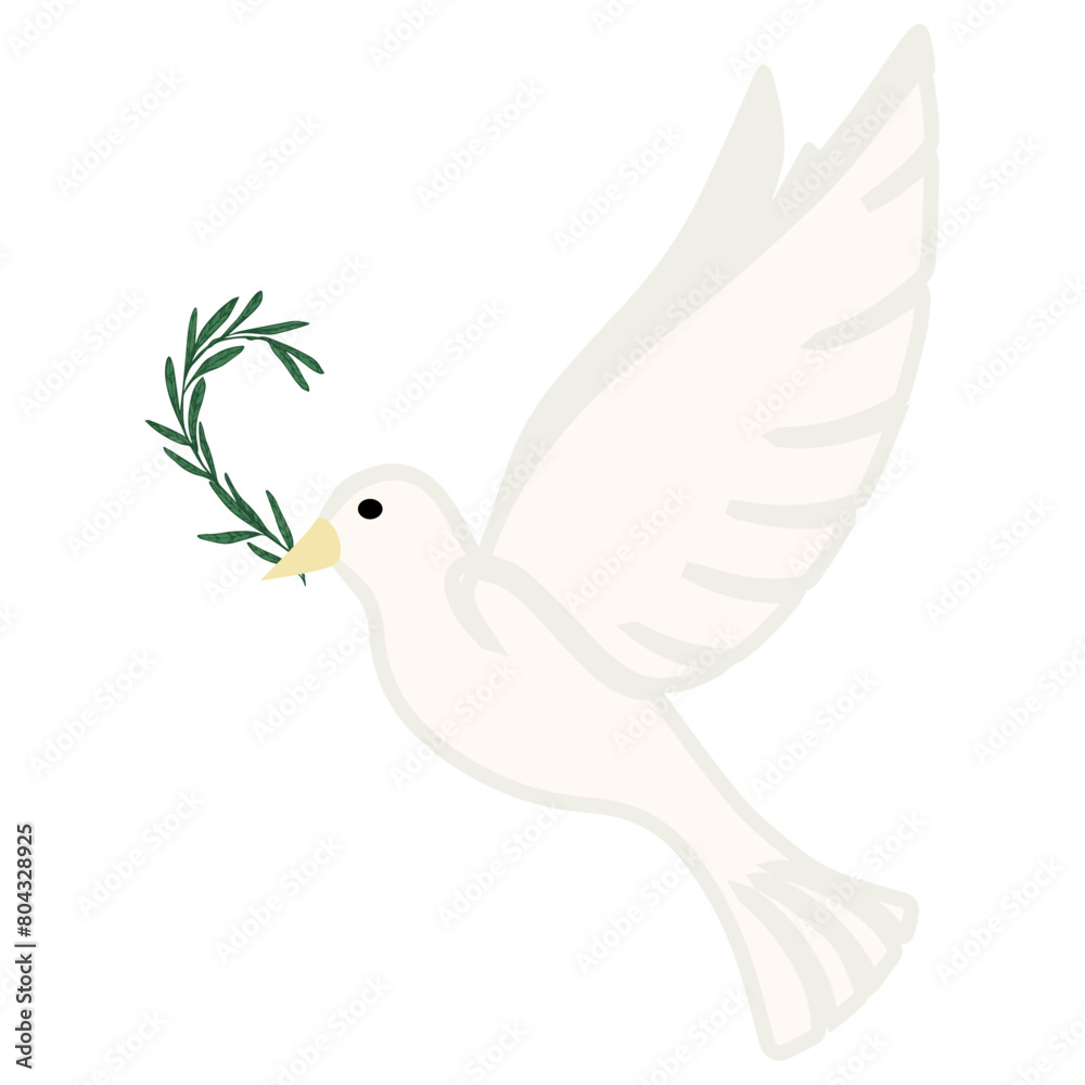 Obraz premium dove of peace carrying an olive branch in it's beak clip art