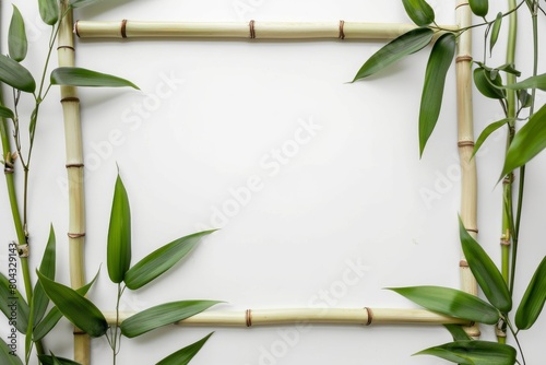 A frame made of bamboo on a white background. photo