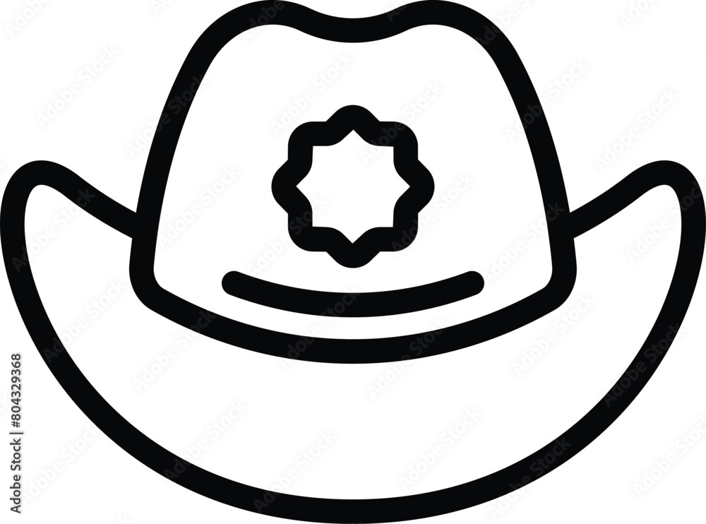 Sheriff uniform hat icon outline vector. High crowned cap. Western cowboy headgear Sheriff uniform hat icon outline vector. High crowned cap. Western cowboy headgear