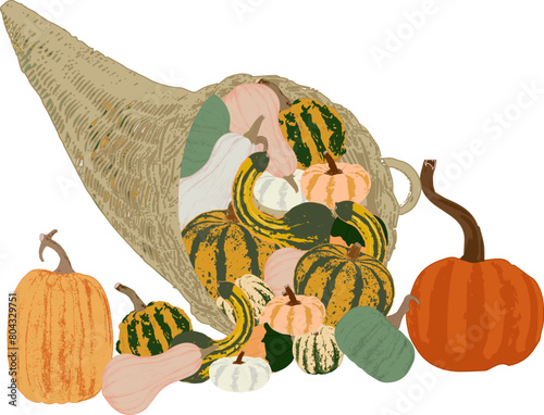 Cornucopia horn of plenty illustration
