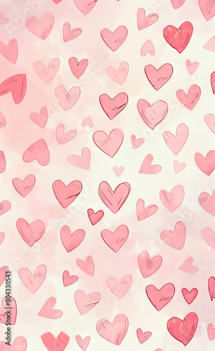 A pink and white watercolor heart pattern.