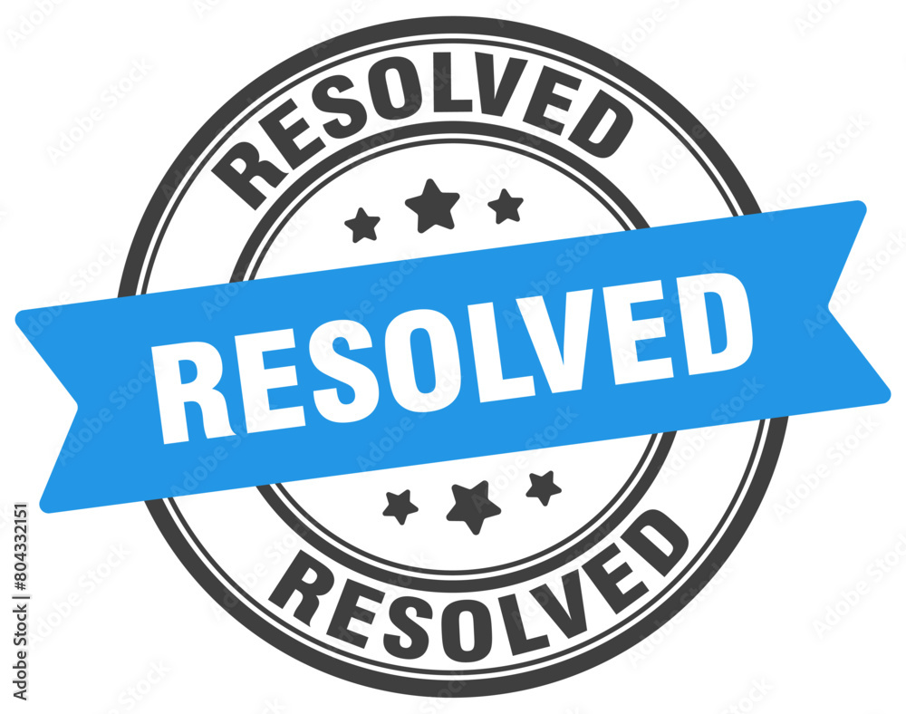 resolved stamp. resolved label on transparent background. round sign